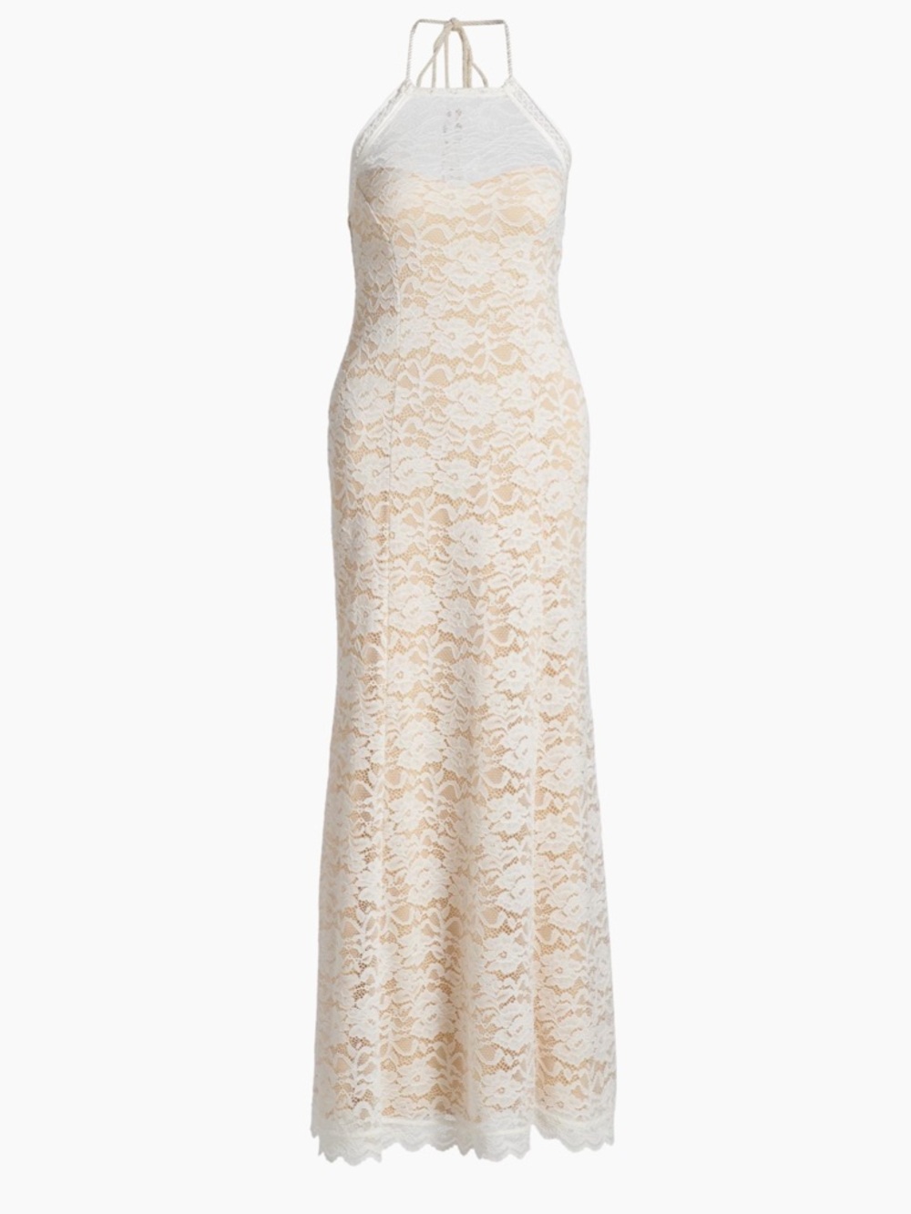 Generation Love GARCIA  White-Beige Lace Halterneck Maxi dress NWT